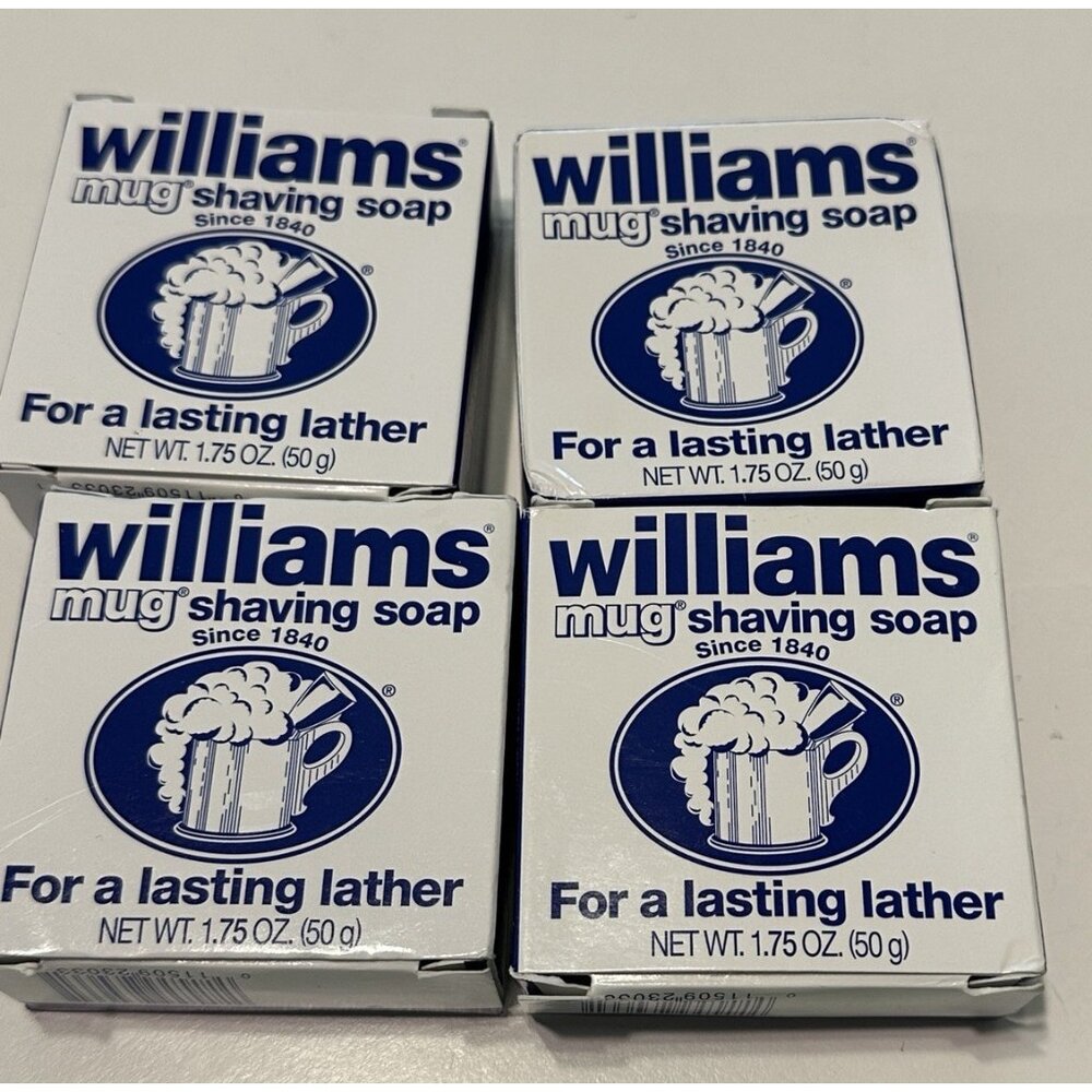 4 NEW Williams Mug Shaving Soap 1.75 Oz 50g Bar Discontinued